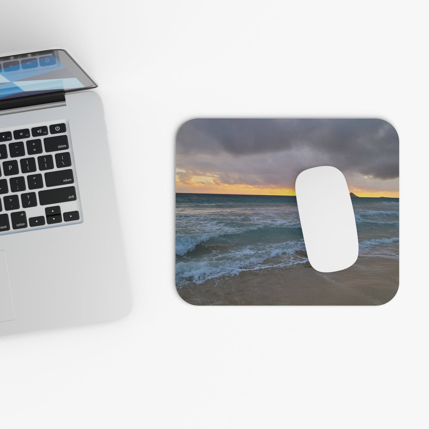 Sunset Ocean Waves Mouse Pad | Beach Seascape Coastal Desk Accessory